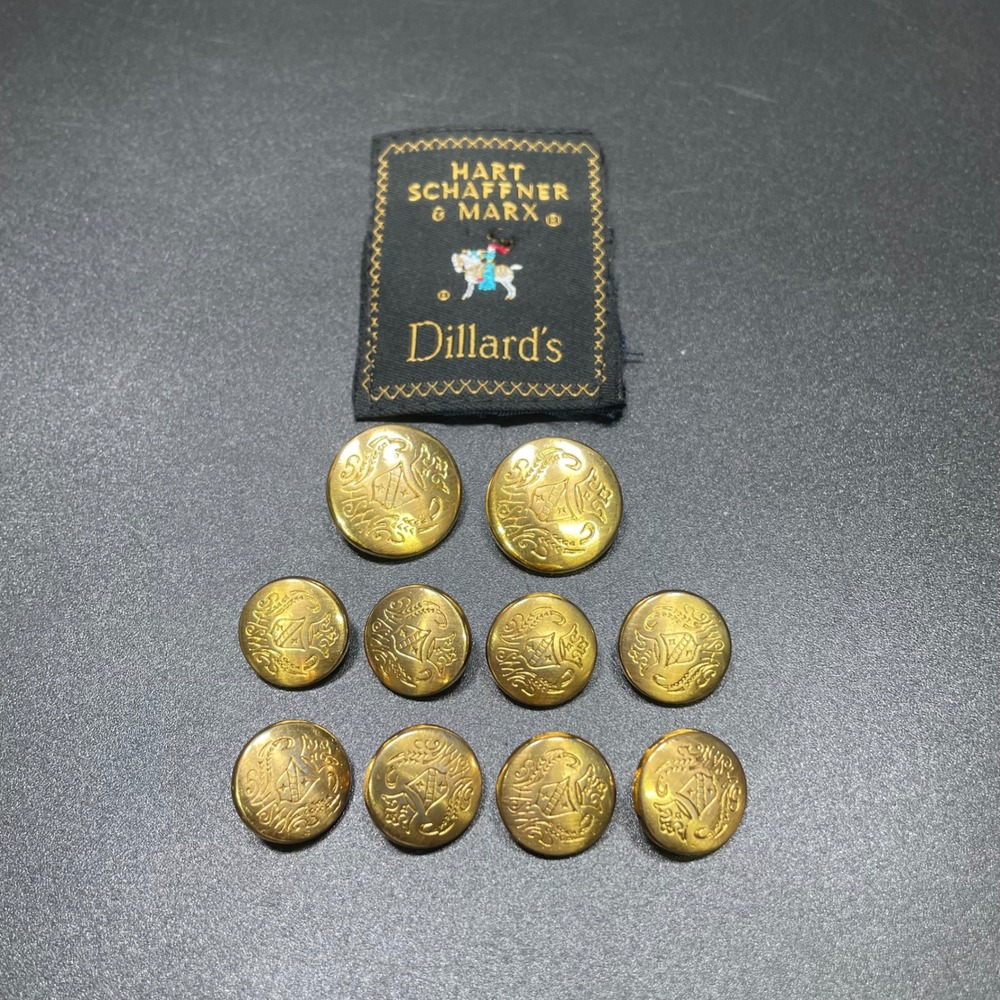 Hart Schaffner Marx Blazer Replacement Buttons Men Gold Tone 10pc Crest Dillards